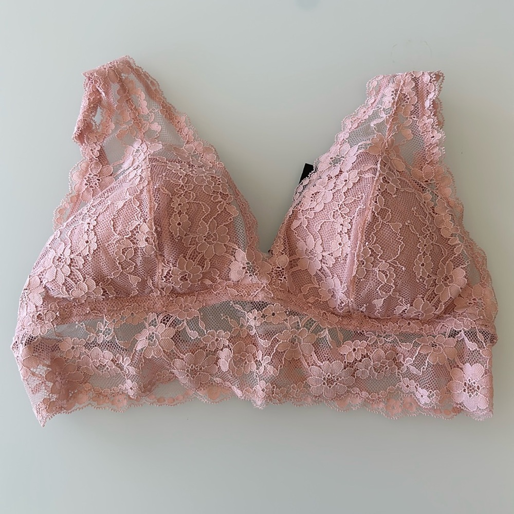 H&M Pink Lace Removable Pad Bralette in size M
